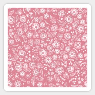 Floral Sketch Pink Sticker